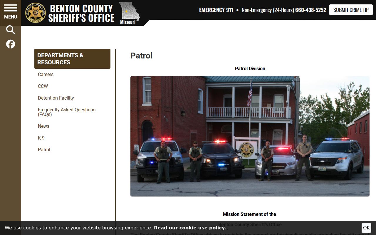 Benton County arrest record administrative and patrol information