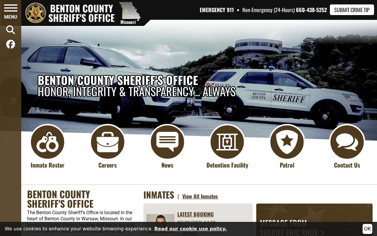Benton County arrest history source at the Sheriff's Office website
