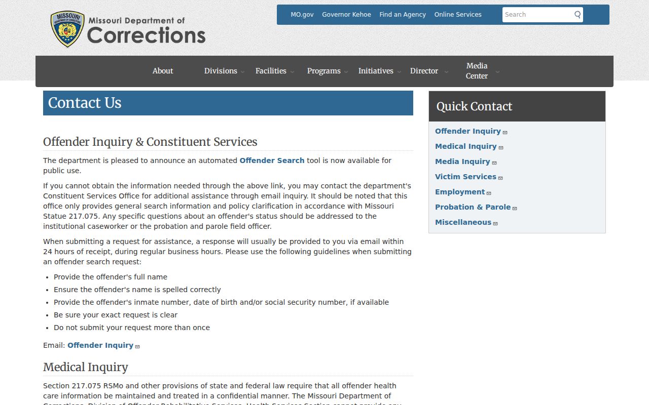 Benton County criminal history Missouri DOC offender search