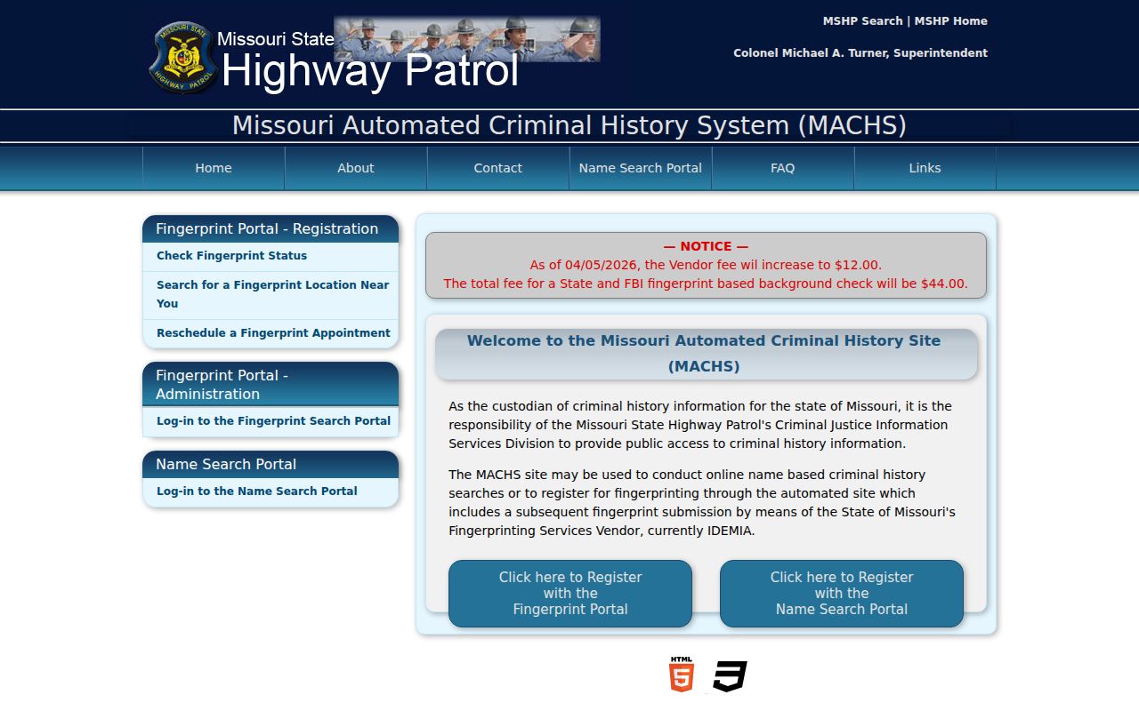 Benton County criminal record MACHS fingerprint portal