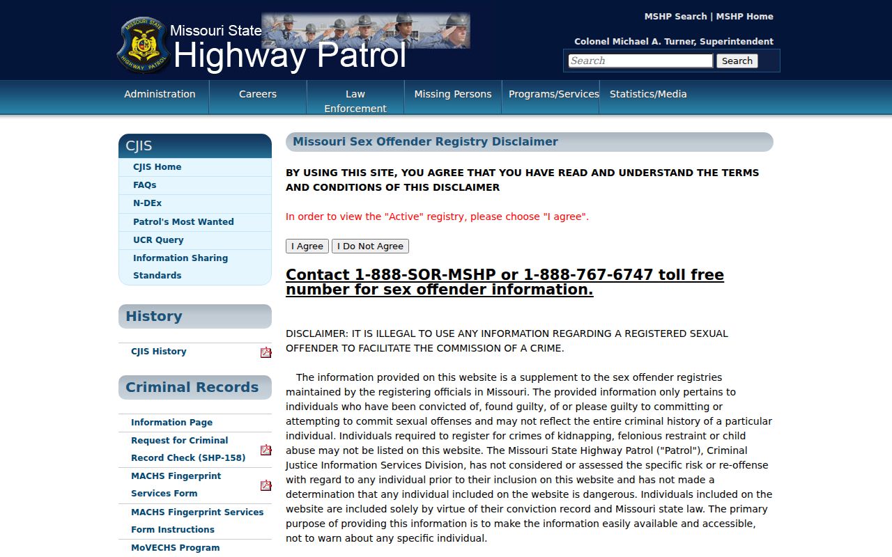 Benton County sex offender registry information and search notice