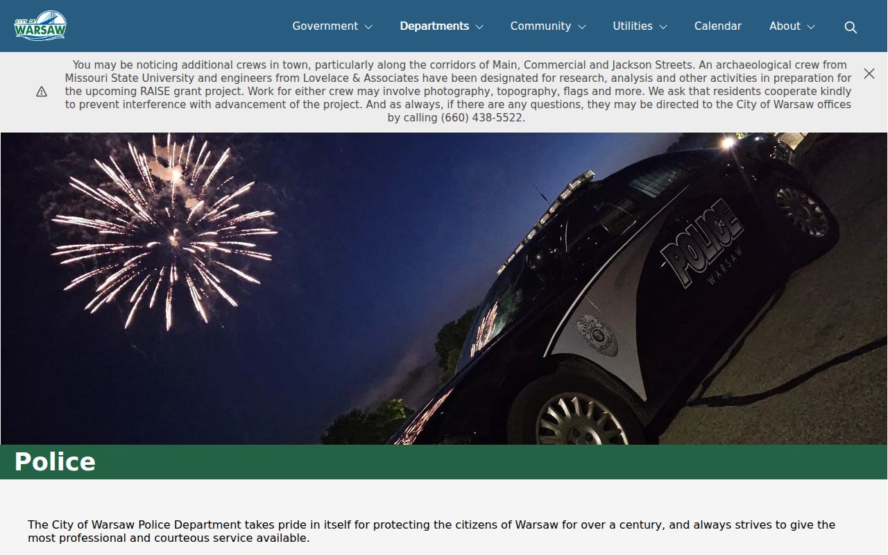 Warsaw criminal history source on the official Warsaw Police page